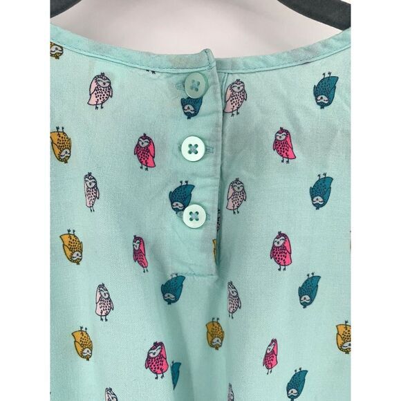 Cat & Jack Teal with Owls Elastic‎ Waist Cap Sleeve Girl's Dress Size S 6/6X - Picture 7 of 9